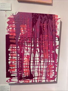 Sarah Shirley Original Painting Abstract Nail Polish Drip composition 18x24x2